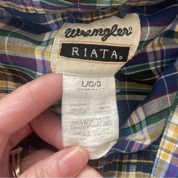 Wrangler Riata Shirt Men Large Multicolor Plaid Long Sleeve Classic Button-Down - Picture 3 of 5